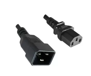 Cold device cable C13 to C20, 1mm², extension, VDE, black, length 1m
